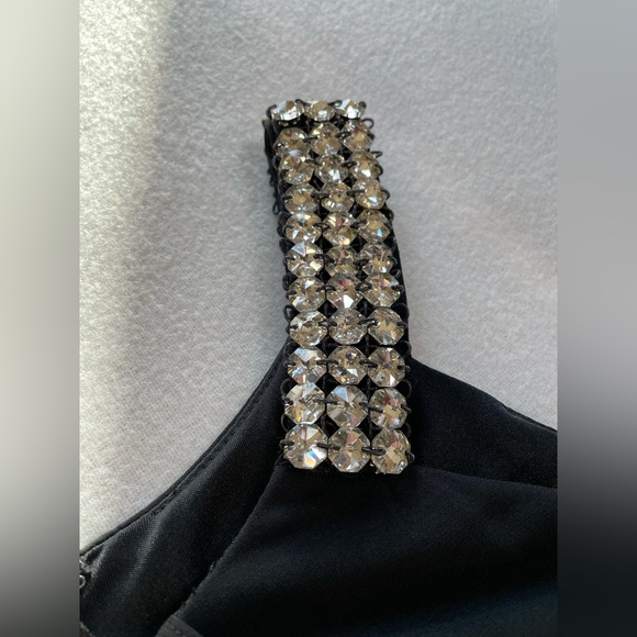 David Meister Black Rhinestone Halter Cocktail Dress Cascade Glam Party EUC - Picture 9 of 14